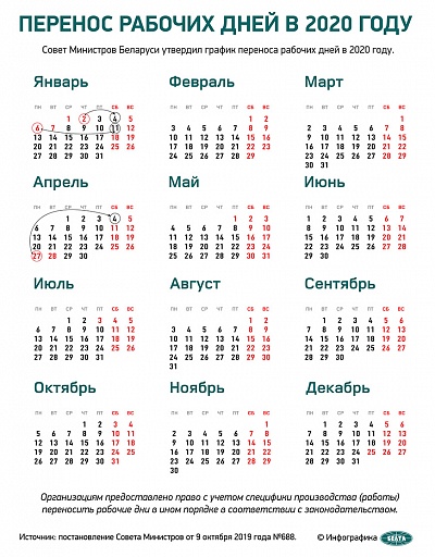 Перенос рабочих дней в 2020 году